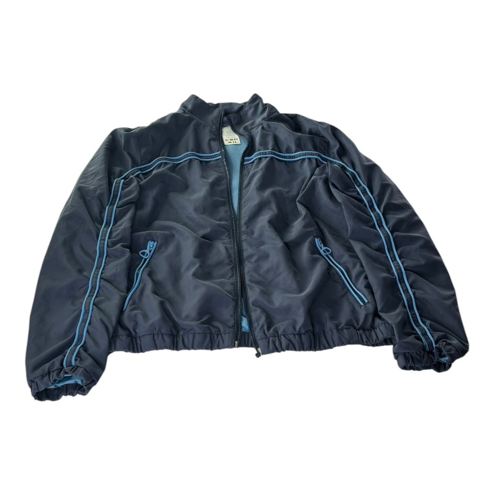 Reebok Women's Track Jacket Windbreaker Blue Full Zip Athletic Size 12 Medium